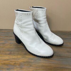 Rag & Bone Willow Studded Heeled Ankle Boots Ivory Leather Designer Women 38/7.5